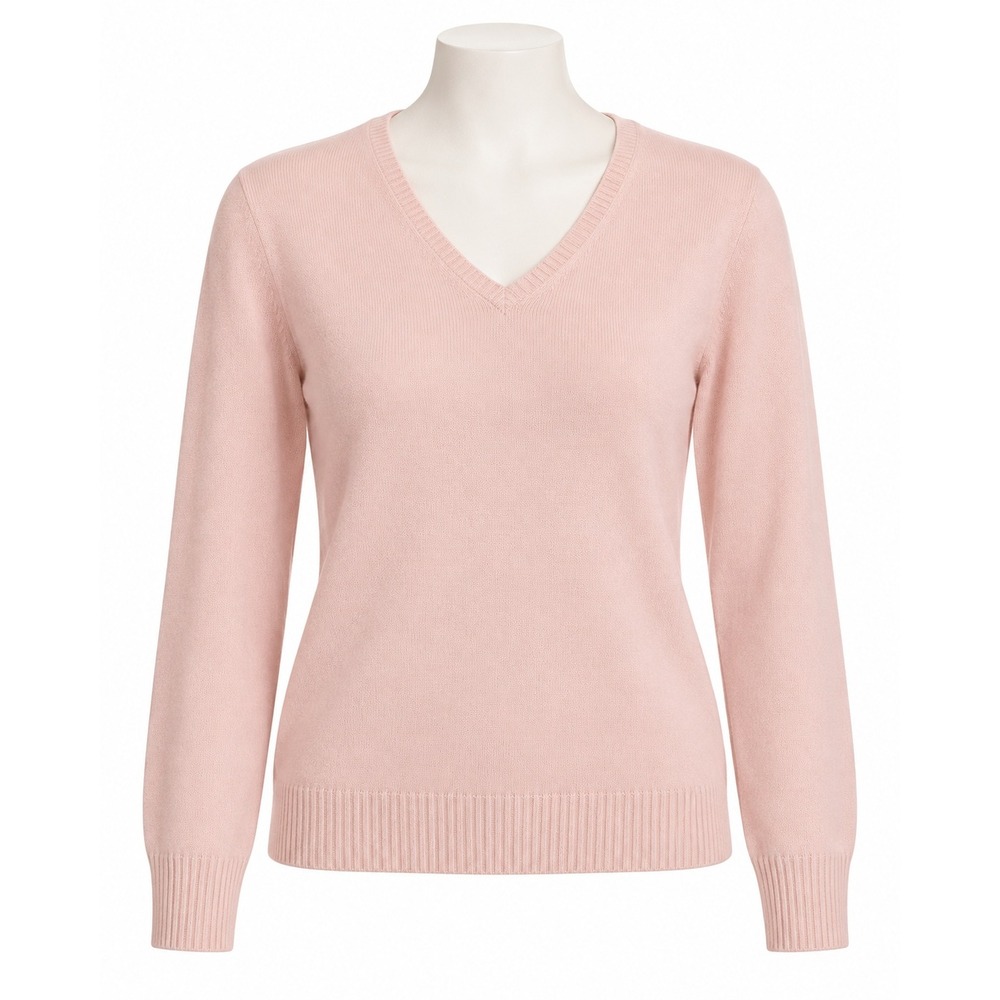 Red Moon Cashmere V-Neck Sweater Baby Pink 100% Cashmere XL soft warm fall
